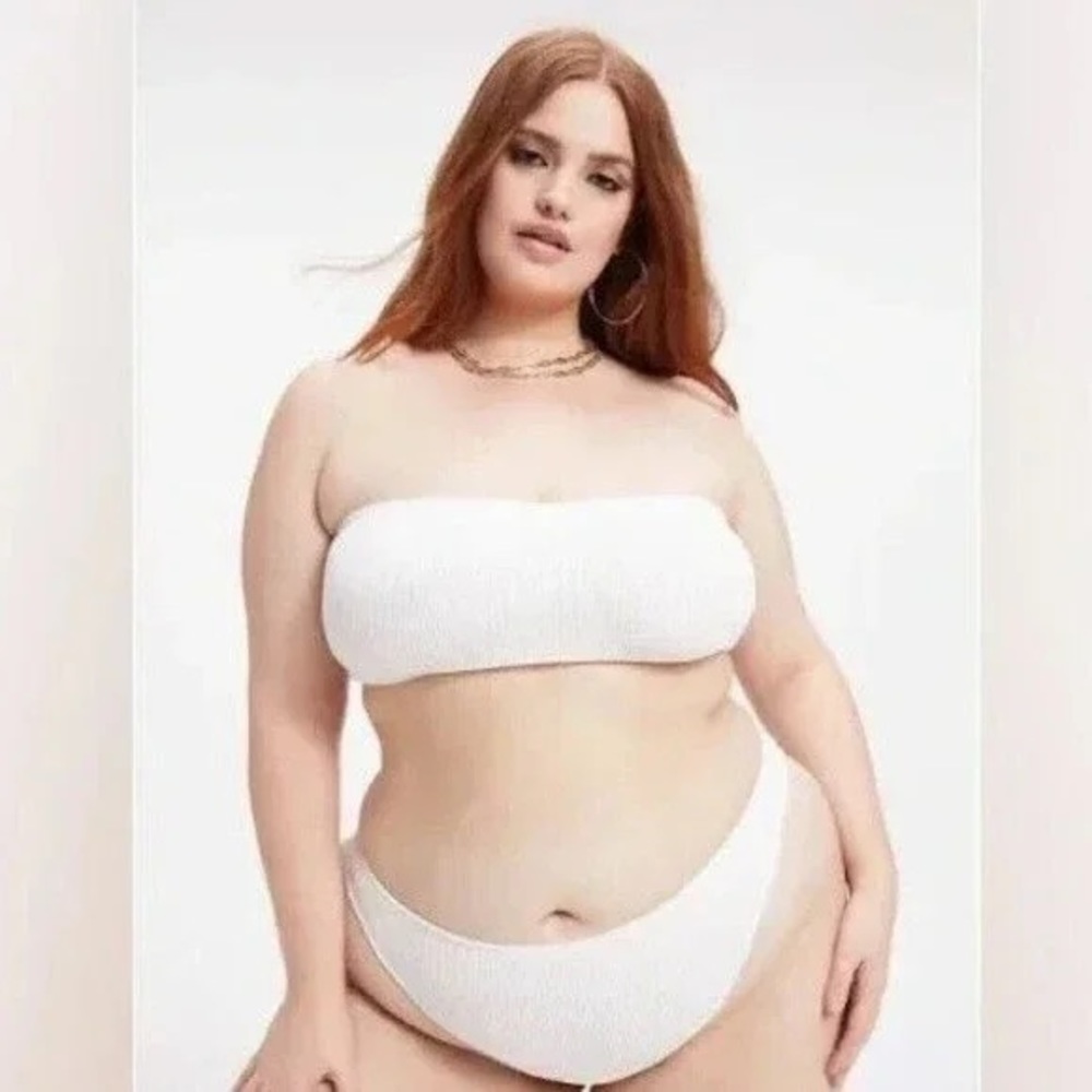 Good American Crinkle Basic Bandeau Ivory